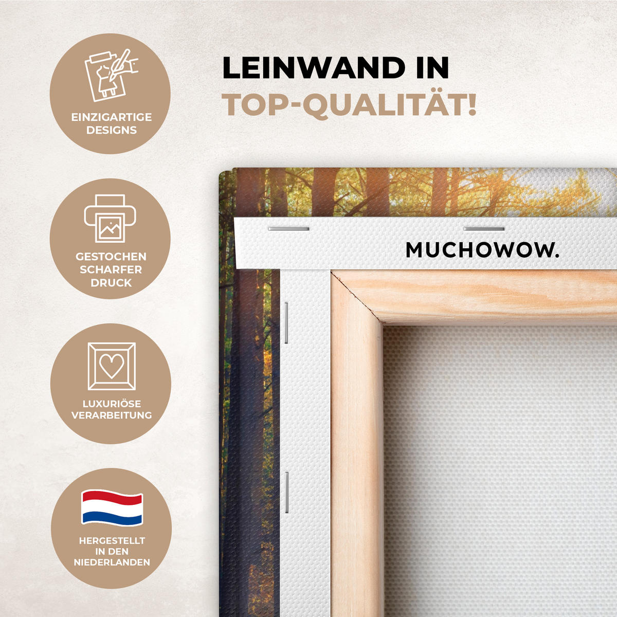 LEINWANDBILD Wald - Herbst - Bäume 20x30 cm - Dunkelgrün, Textil (20/30cm) - MuchoWow