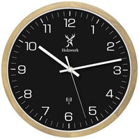 WANDUHR Holz Designer OFFENBURG (FUNK) Loft Wand Uhr, beige, schwarz - Beige/Schwarz, Glas/Holz (30/30/4.2cm) - Holzwerk