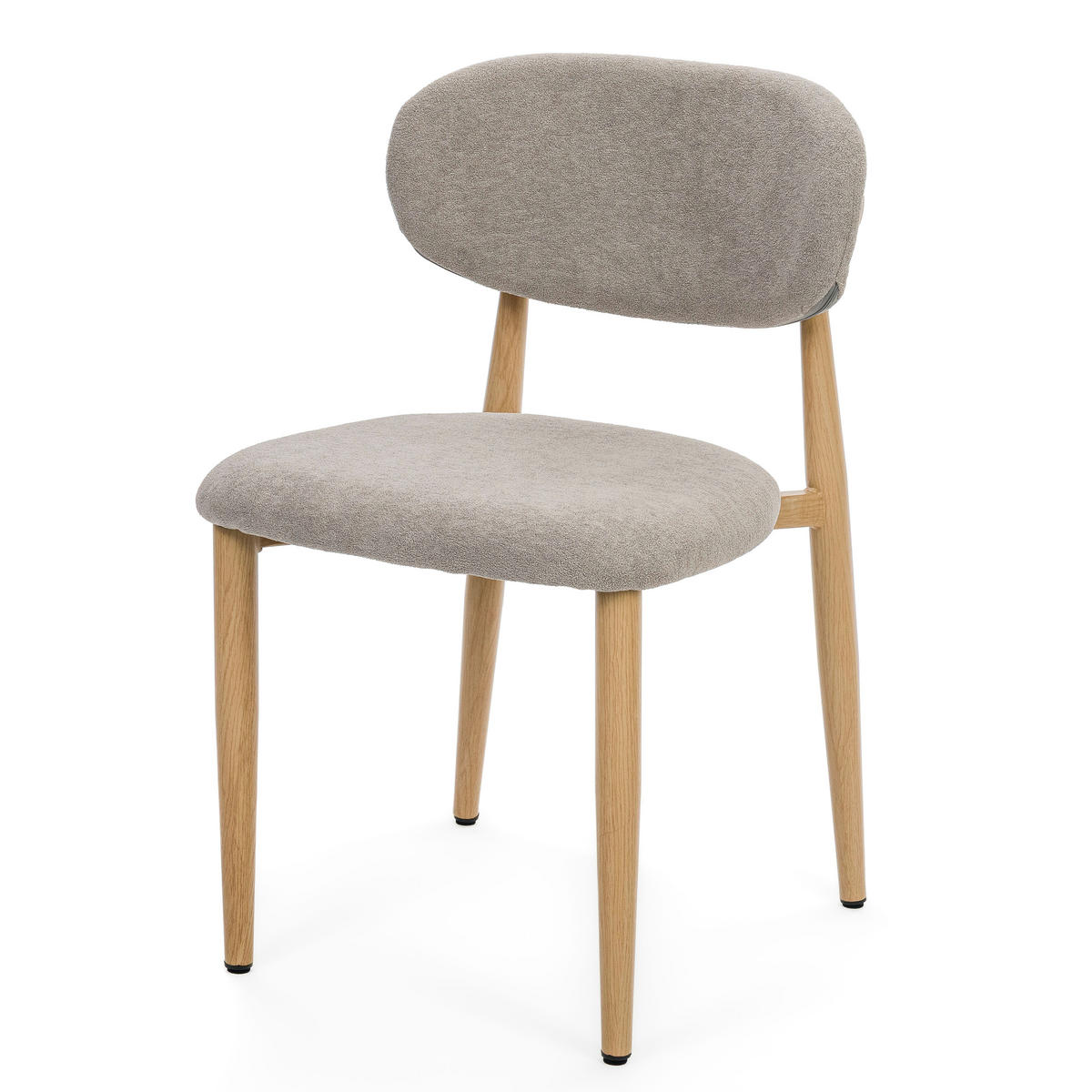 STUHL ALMO gepolstert Beine in Holzoptik - hellgrau - Boucle - Eichefarben/Hellgrau, Textil/Metall (47/77/54cm) - NEW HOME