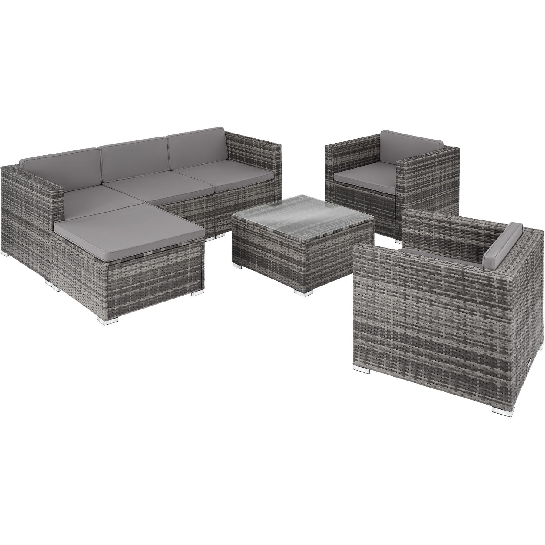 RATTANLOUNGE Lignano,variabel aufstellbar,grau - Grau, Kunststoff - tectake