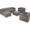 RATTANLOUNGE Lignano,variabel aufstellbar,grau - Grau, Kunststoff - tectake
