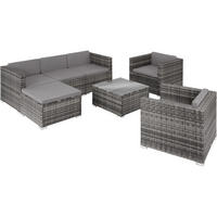 RATTANLOUNGE Lignano,variabel aufstellbar,grau - Grau, Kunststoff - tectake