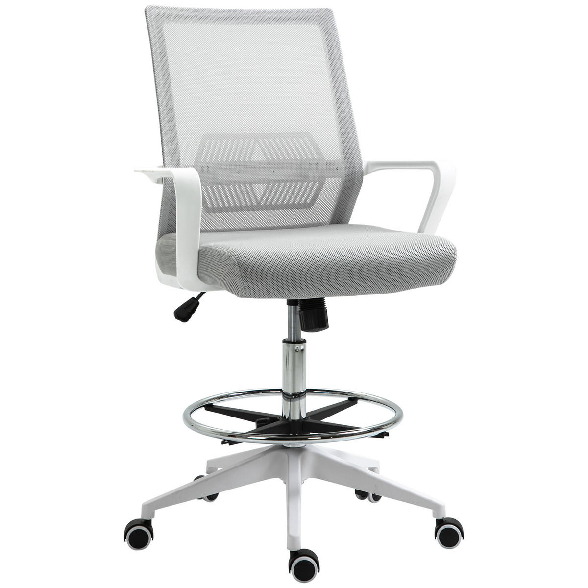 DREHSTUHL 64/59/104-124 cm DE-11672 höhenverstellbar 360° drehbar Grau/Weiß - Grau, Metall (59/124/64cm) - ComfortXL