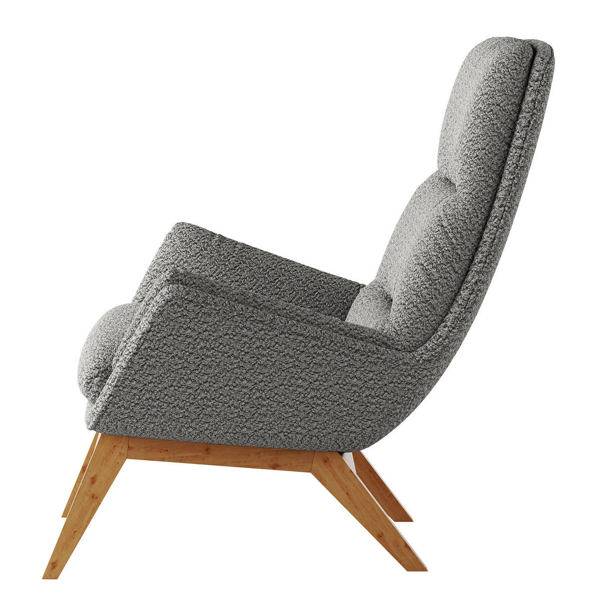 SESSEL mit Holzfüssen - Eichefarben/Grau, Eichenholz/Holz (83/95/97cm) - home24