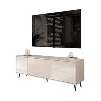 TV-SCHRANK SANAYI Kaschmir Hochglanz – schräge schwarze Beine - Kaschmir, Holzwerkstoff (156/54/38cm) - Lookway