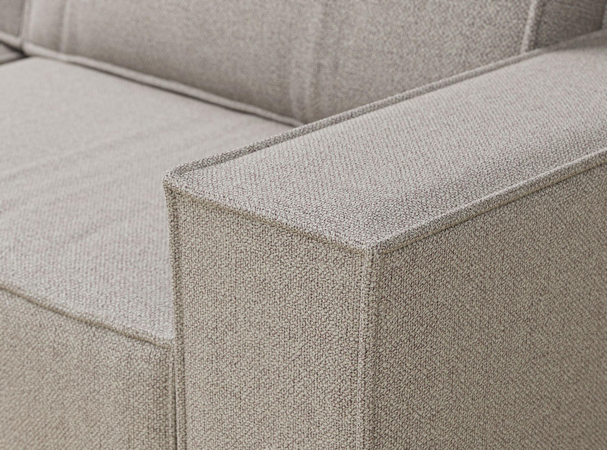ECKSOFA MIT SCHLAFFUNKTION Zaya Seidengrau Webstoff - Beige/Schwarz, Holz/Holzwerkstoff (255/148cm) - Maison de Reve