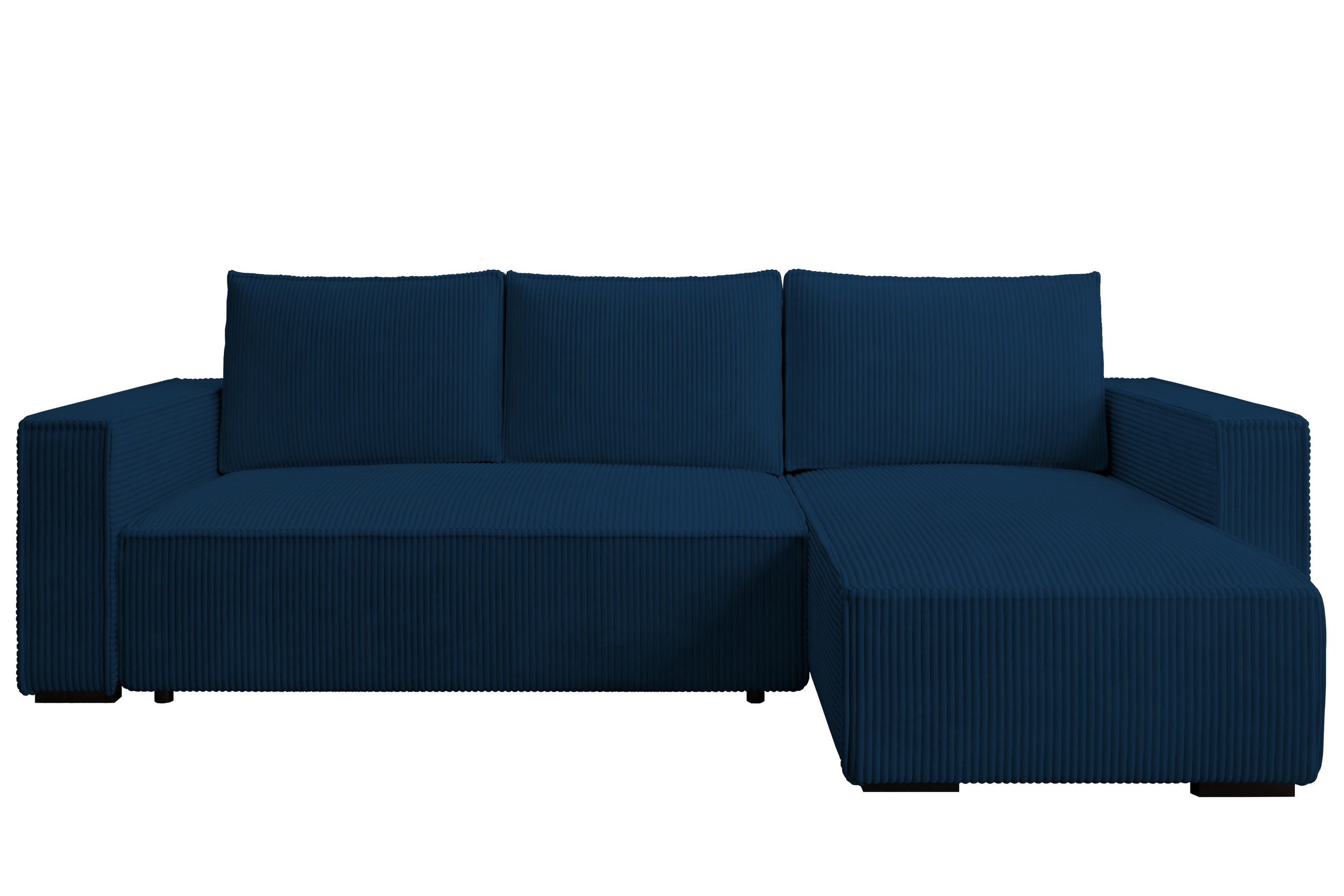ECKSOFA CUDDY L, Eckcouch in L-Form mit Schlaffunktion und Bettkasten, Farbe: Blau, Cordstoff, Ottomane Rechts - Blau, Textil (240/140cm) - Storez24