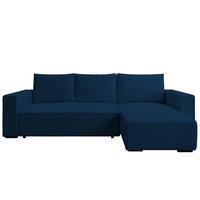 ECKSOFA CUDDY L, Eckcouch in L-Form mit Schlaffunktion und Bettkasten, Farbe: Blau, Cordstoff, Ottomane Rechts - Blau, Textil (240/140cm) - Storez24
