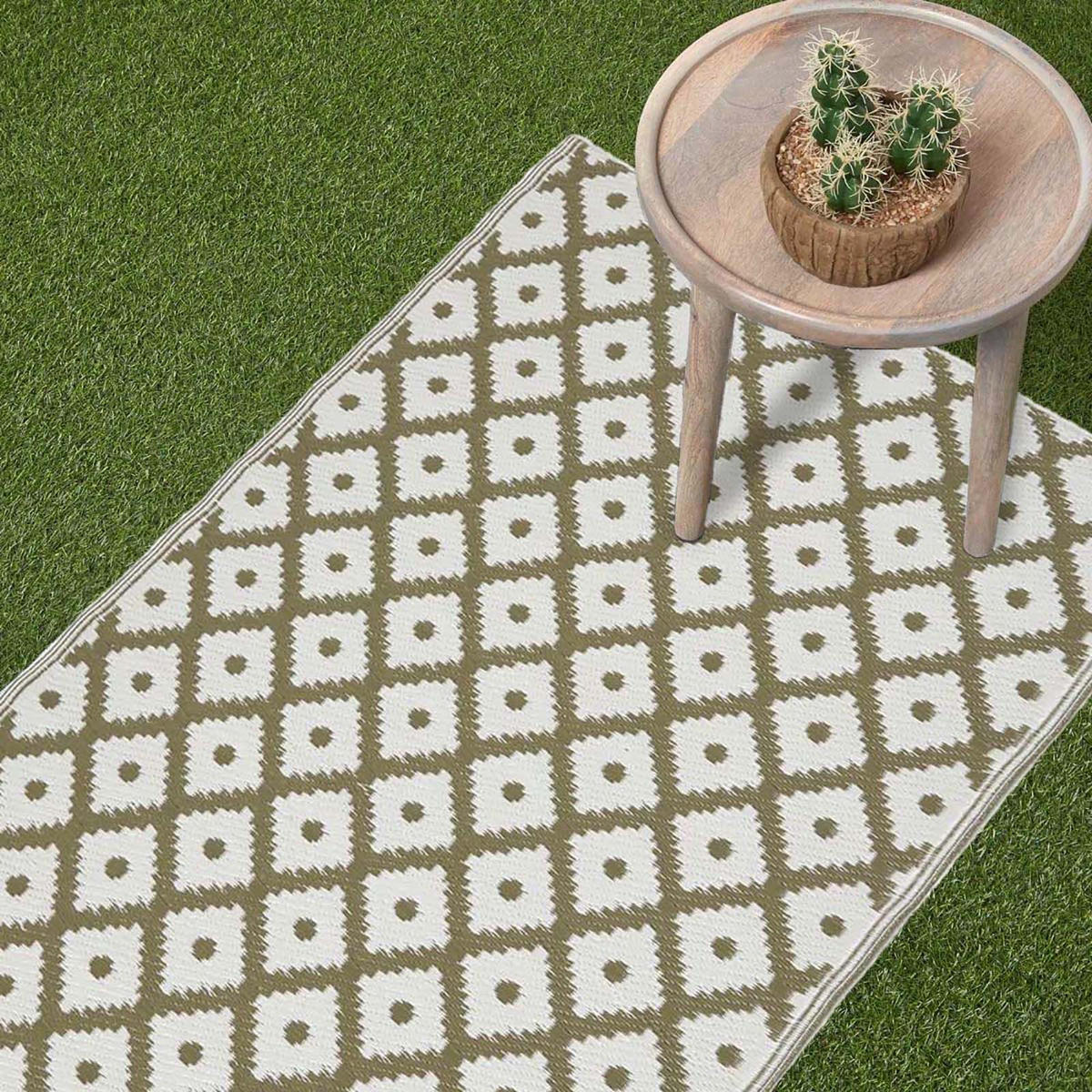 OUTDOORTEPPICH-LÄUFER May, geometrisch gemustert 75/200 cm - Olivgrün, Kunststoff (75/200cm) - Homescapes