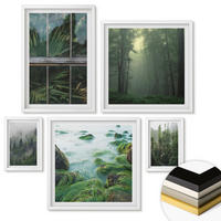WANDBILDER 5er-Set - 50x50 cm & 20x30 cm & 40x60 cm Weißer Rahmen - Nahaufnahmen von Blättern sukkulenter Pflanzen - Weiß, Kunststoff (40/60cm) - ArtPrintCave