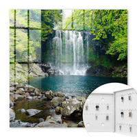 SCHLÜSSELBOX Weiß 30x30 cm – Türöffnung nach rechts - Natürlicher Wasserfall - Grün, Metall (30/30/5cm) - TULUP