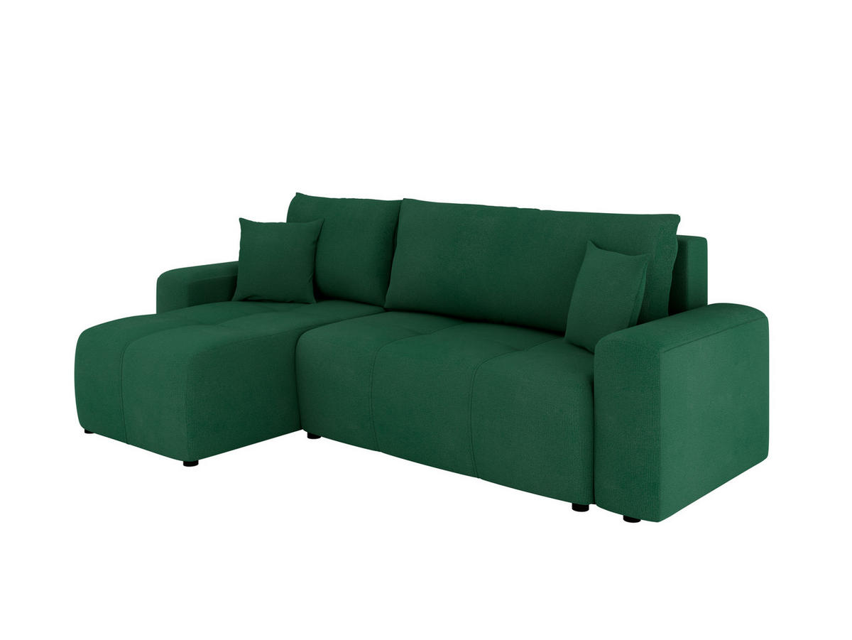 ECKSOFA Nolani mit Schlaffunktion & Bettkasten – Modern & Bequem - Smaragdgrün, Kunststoff (248/145cm) - Panda Möbel