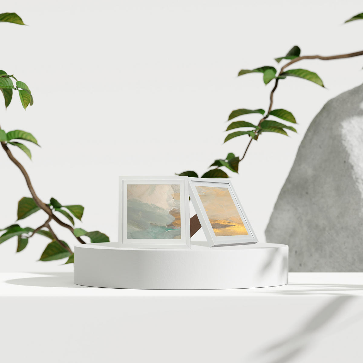 2XBILDERRAHMEN - Weiß, Glas/Kunststoff (27/27/2.5cm) - Relaxdays