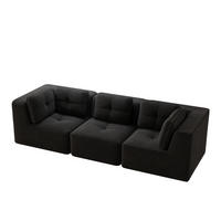 3-SITZER Sofa 297x104x69 cm aus Cordstoff rahmenlos modular, schwarz - Schwarz, Textil (104/69/297cm)