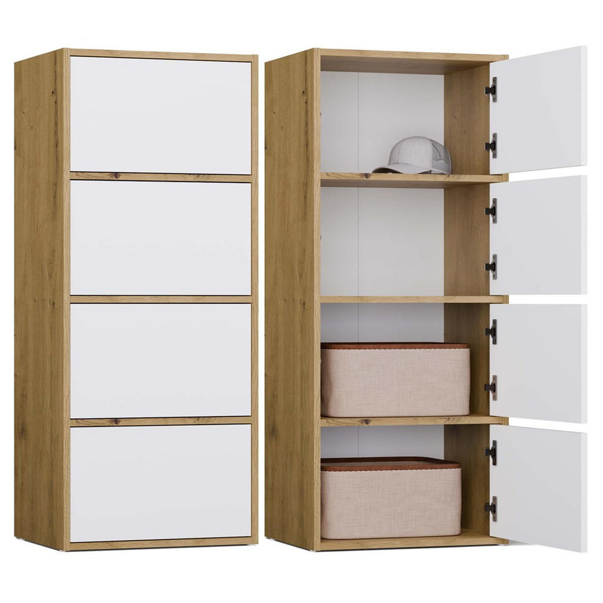 KOMMODE Artisan, Weiß 50/119/40 - Weiß/Eiche Artisan, Holzwerkstoff (50/119/40cm) - RAUMHIRSCH FURNITURE