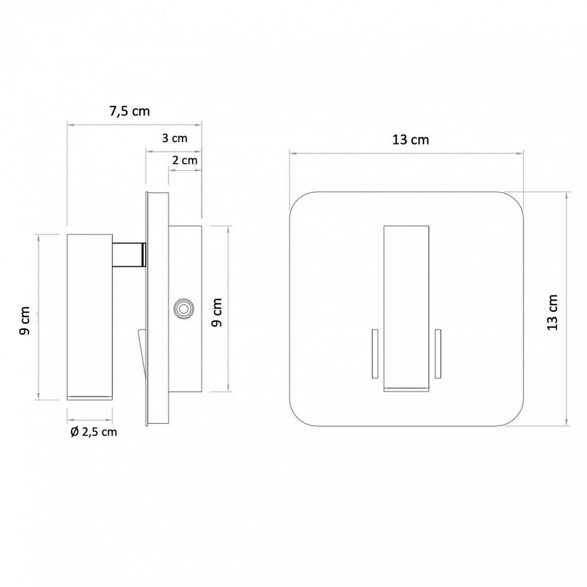 WANDLEUCHTE Bilbao, Schwarz, 13cm - Schwarz, Metall (13/9/13cm) - KOSILUM