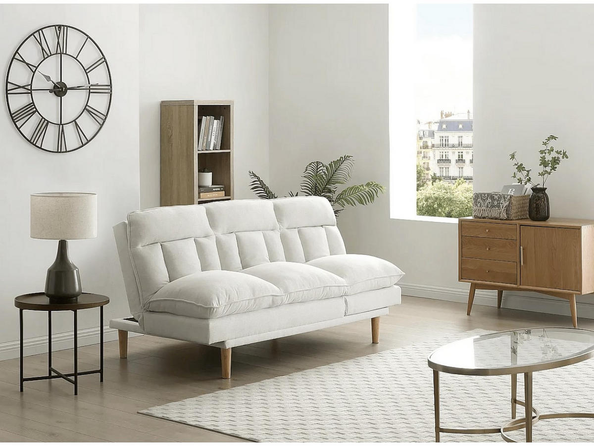 SCHLAFSOFA - 3 Personen-Sitzer - Stoff - Hellgrau - - Hellgrau, Textil (174/92/102cm) - Vente-Unique