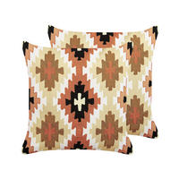 DEKOKISSEN 2er-Set Bunt 50/50 cm Serampore - Multicolor, Naturmaterialien/Textil (50/50cm) - Beliani