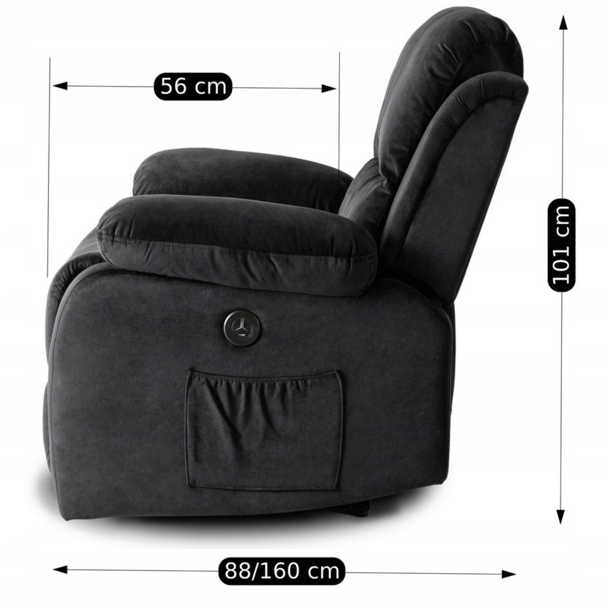 RELAXSESSEL ARON fürs Wohnzimmer Schwarz - Schwarz, Holz/Textil (53/101/88cm) - makarowski meble