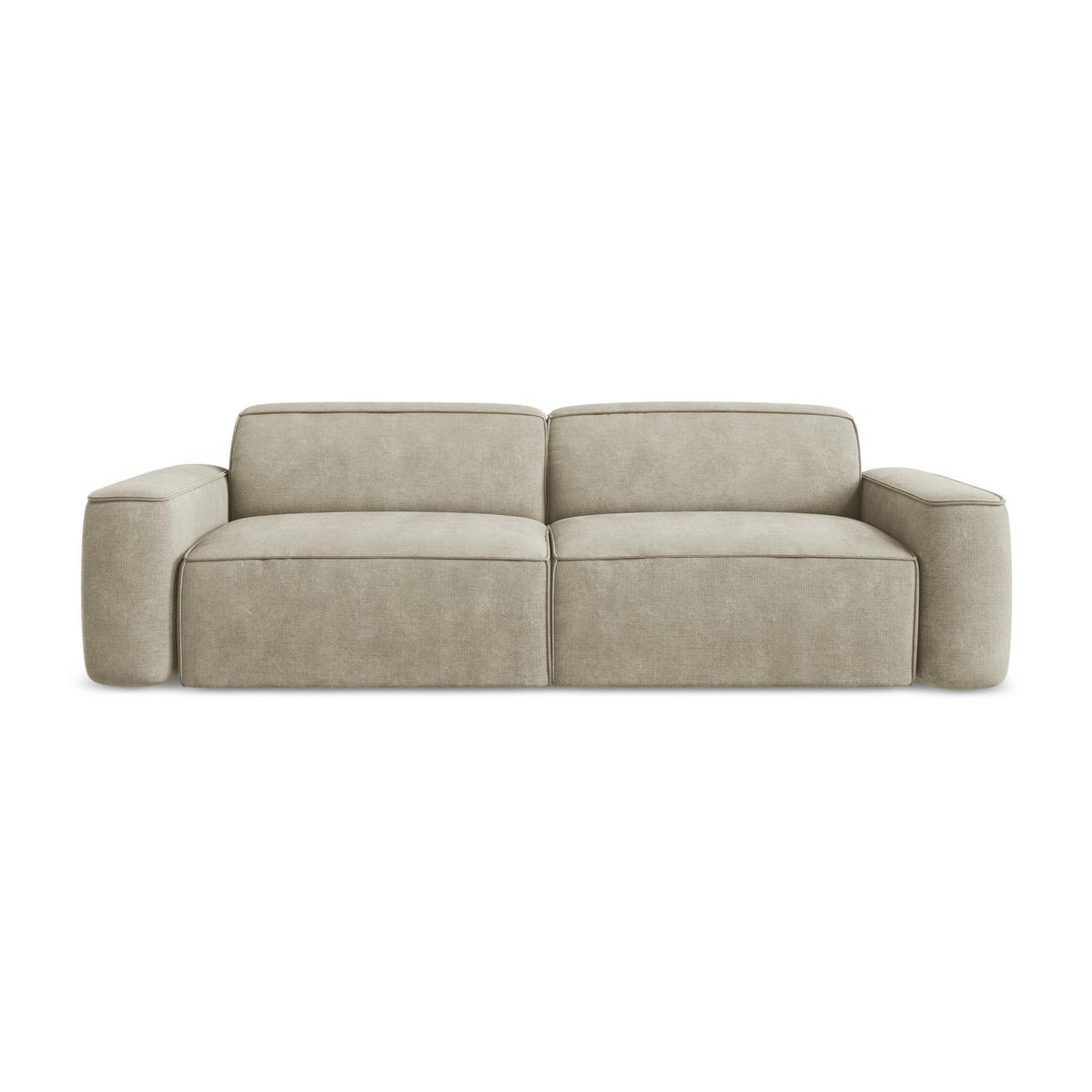 4-SITZER-SOFA Chenille Stoff Beige - Beige/Schwarz, Holzwerkstoff/Kunststoff (244/70/102cm) - LaMiaSofa