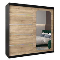 SCHWEBETÜRENSCHRANK 200/200/62 2-türig - Silberfarben/Schwarz, Holz/Kunststoff (200/200/62cm) - Abiks Möbel