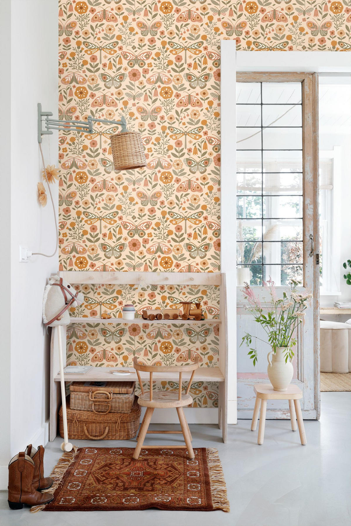 TAPETE Blumen & Schmetterlinge 50 x 900 cm - Orange, Papier (50/0.1cm) - ESTAhome