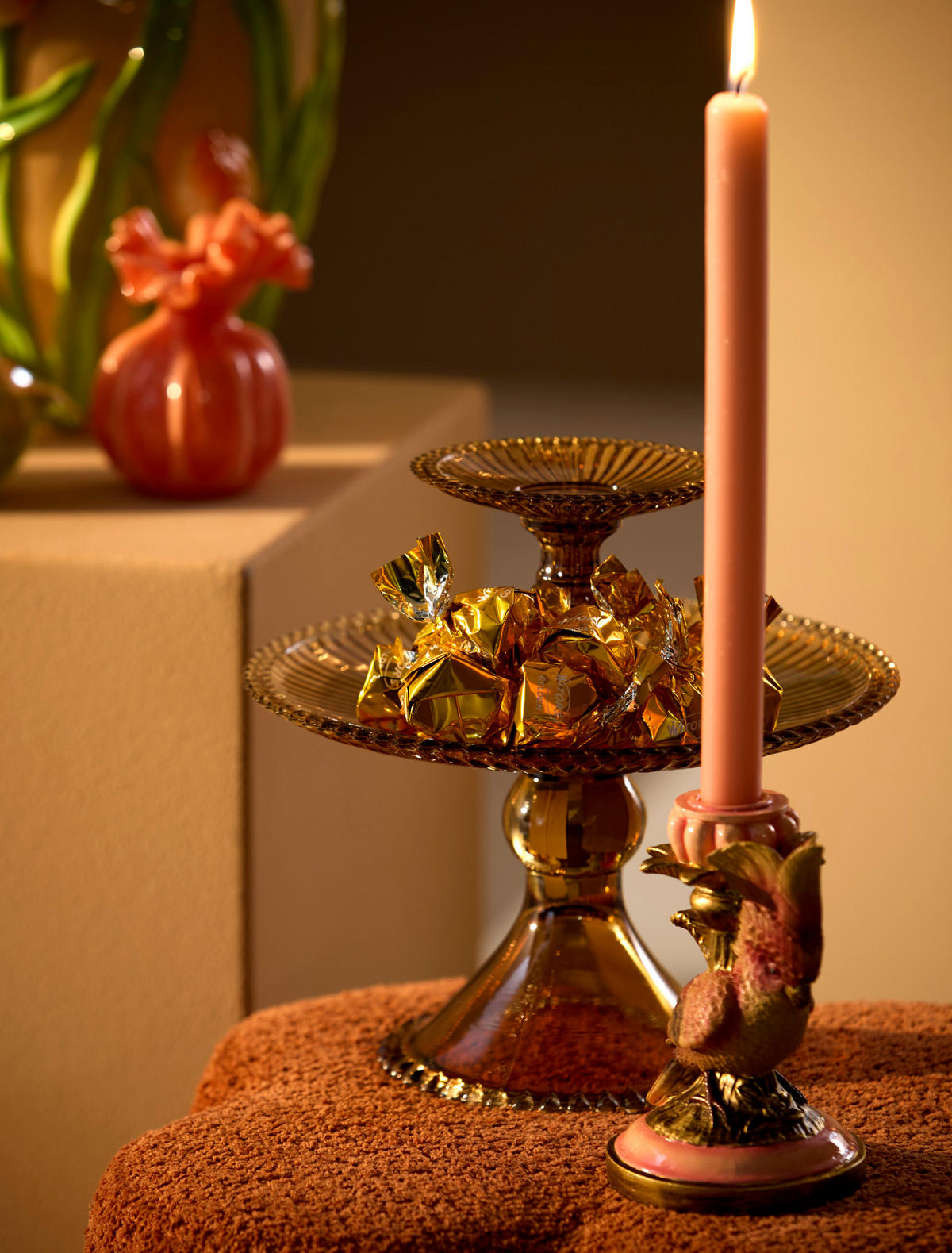 ETAGERE Buronda Brown Ø25/23 cm - Braun, Glas (25/23cm) - Light & Living