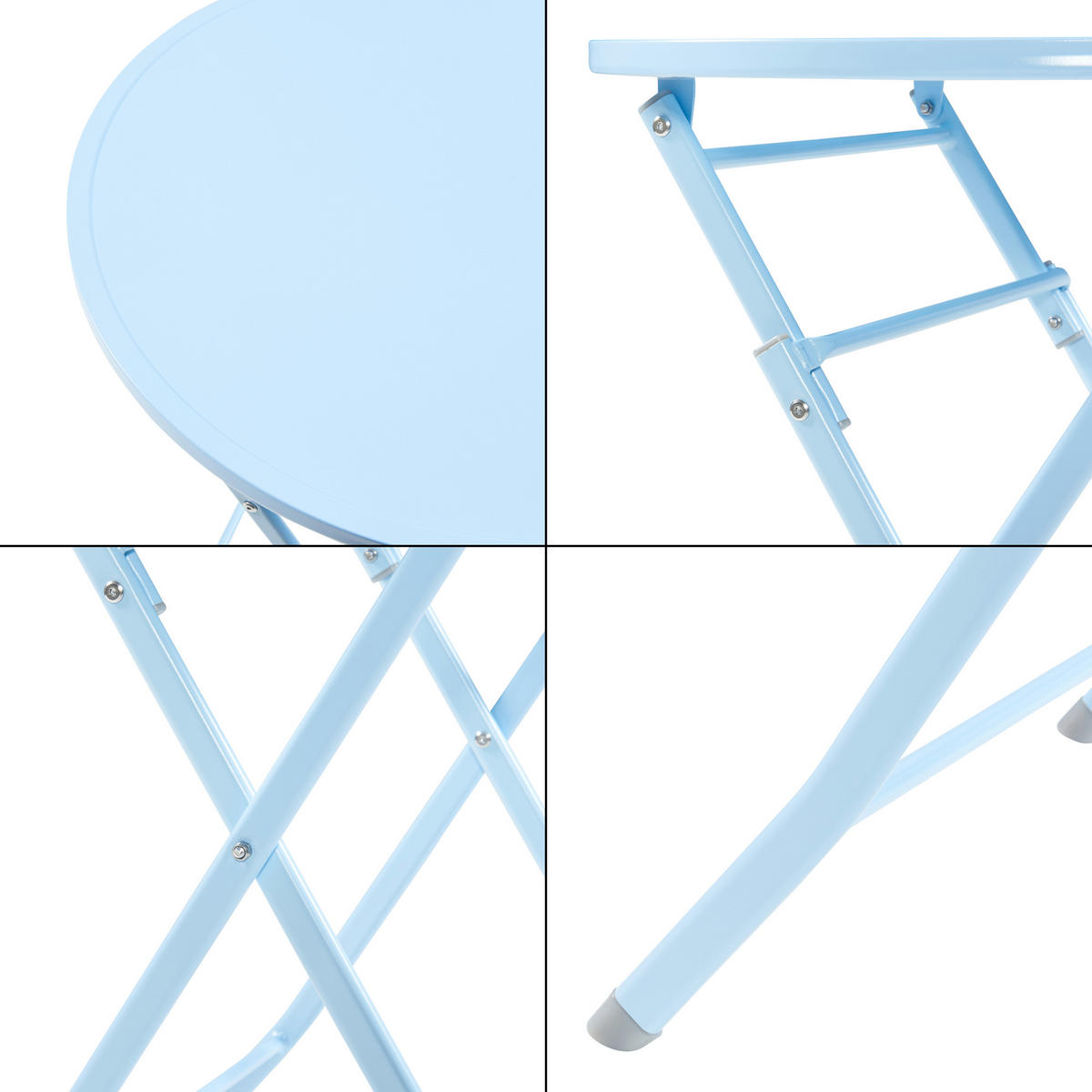 GARTENKLAPPTISCH Sande - Hellblau, Metall (62/62/71cm) - [en.casa]