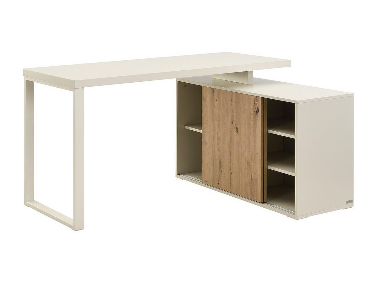 ECKSCHREIBTISCH mit Stauraum - MDF - Beige und Naturfarben - LONAMI - Beige, Holz (110/140/76cm) - Vente-Unique
