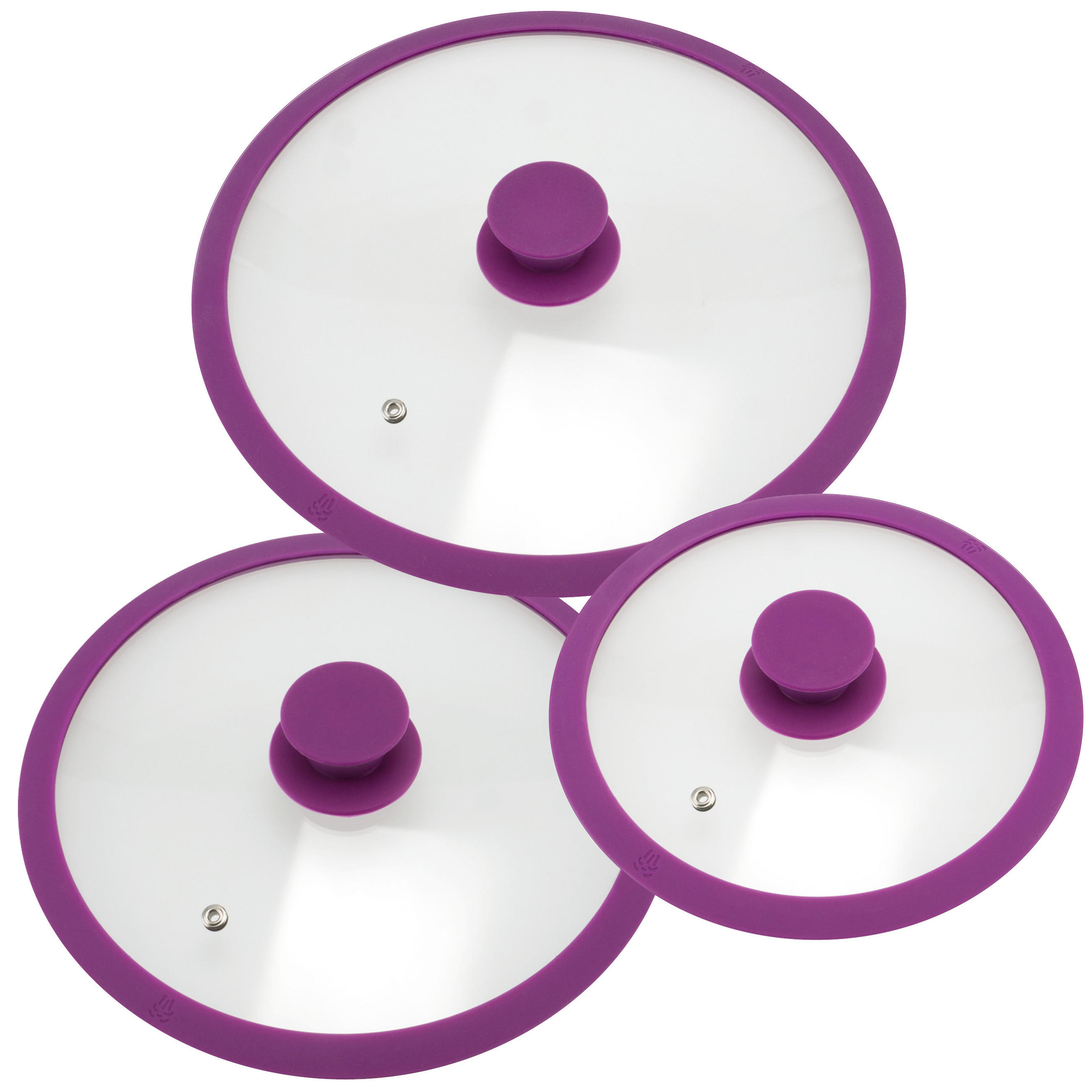 UNIVERSAL-GLASDECKEL 3er-Set, gelb - Violett, Glas (28/28/4cm) - bremermann