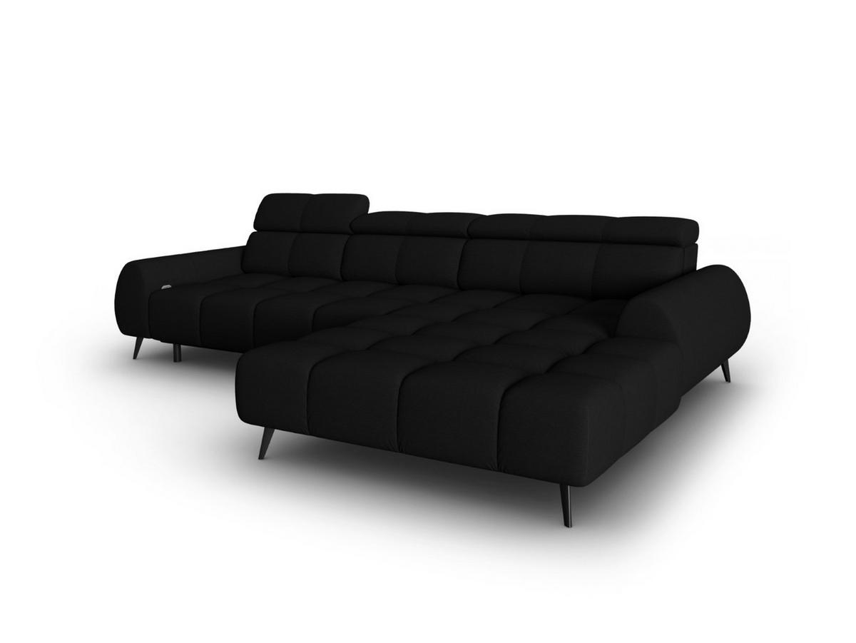 ELEKTRISCHES-ECKSOFA rechts Alyse aus strukturiertem Stoff schwarz 5 Sitzplätze - Schwarz, Textil (188/295cm) - Micadoni