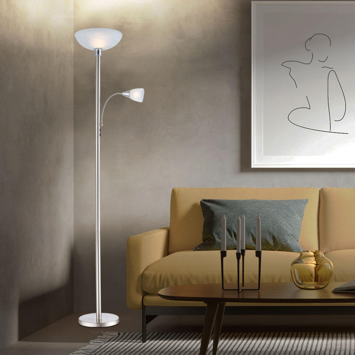 LED STEHLEUCHTE BLADE Silber - Silberfarben, Glas (30/11.2/178cm) - Globo Lighting