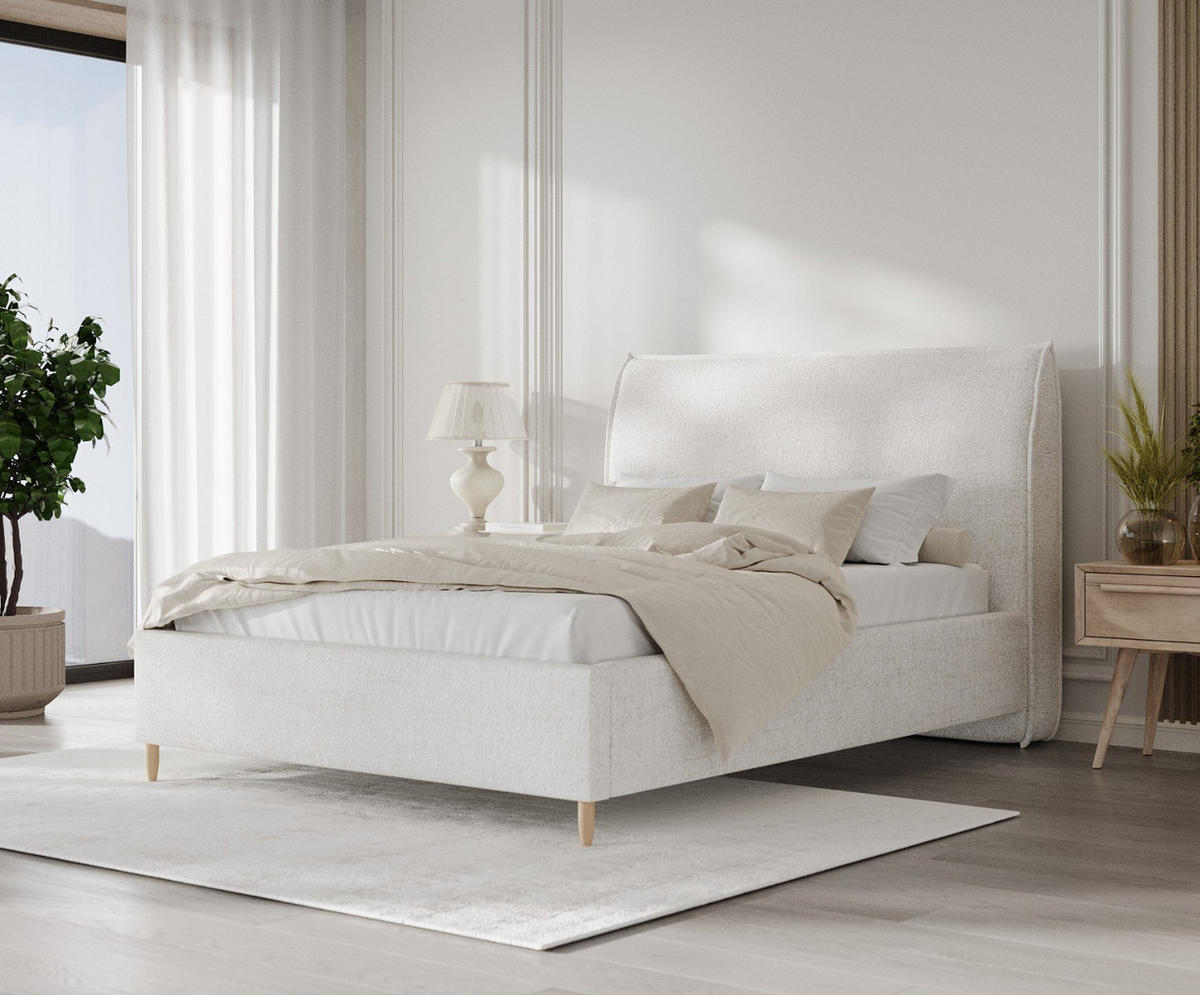 POLSTERBETT Mira 160/200 cm Creme im Neve Stoff - Creme/Naturfarben, Holz/Holzwerkstoff (160/200cm) - AltaBeds