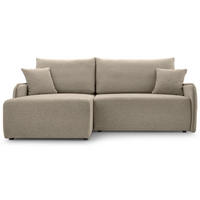 ECKSOFA Netarro, Dunkelbeige Chenille, linksseitig - Beige/Schwarz, Kunststoff/Textil (198/147cm) - Selsey