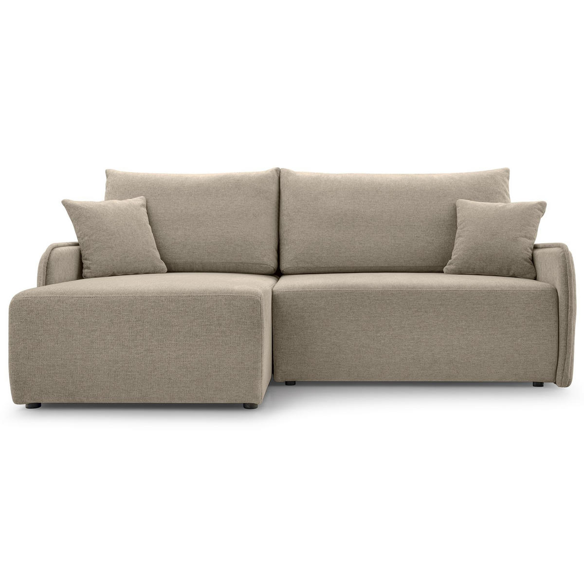 ECKSOFA Netarro, Dunkelbeige Chenille, linksseitig - Beige/Schwarz, Kunststoff/Textil (198/147cm) - Selsey