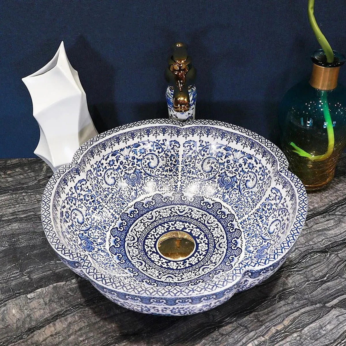 AUFSATZWASCHBECKEN Rea Vivien - Blau, Keramik (42.5/15/42.5cm) - REA