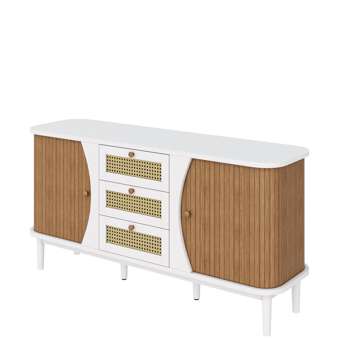 KOMMODE aus MDF & Spanplatte 140,5x40x76cm in Weiß - Weiß, Holzwerkstoff (140.5/76/40cm) - Modfu