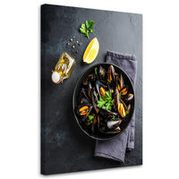 LEINWANDBILD Meeresfrüchte Muscheln 70x100cm - Grau, Textil (70/100cm) - Feeby