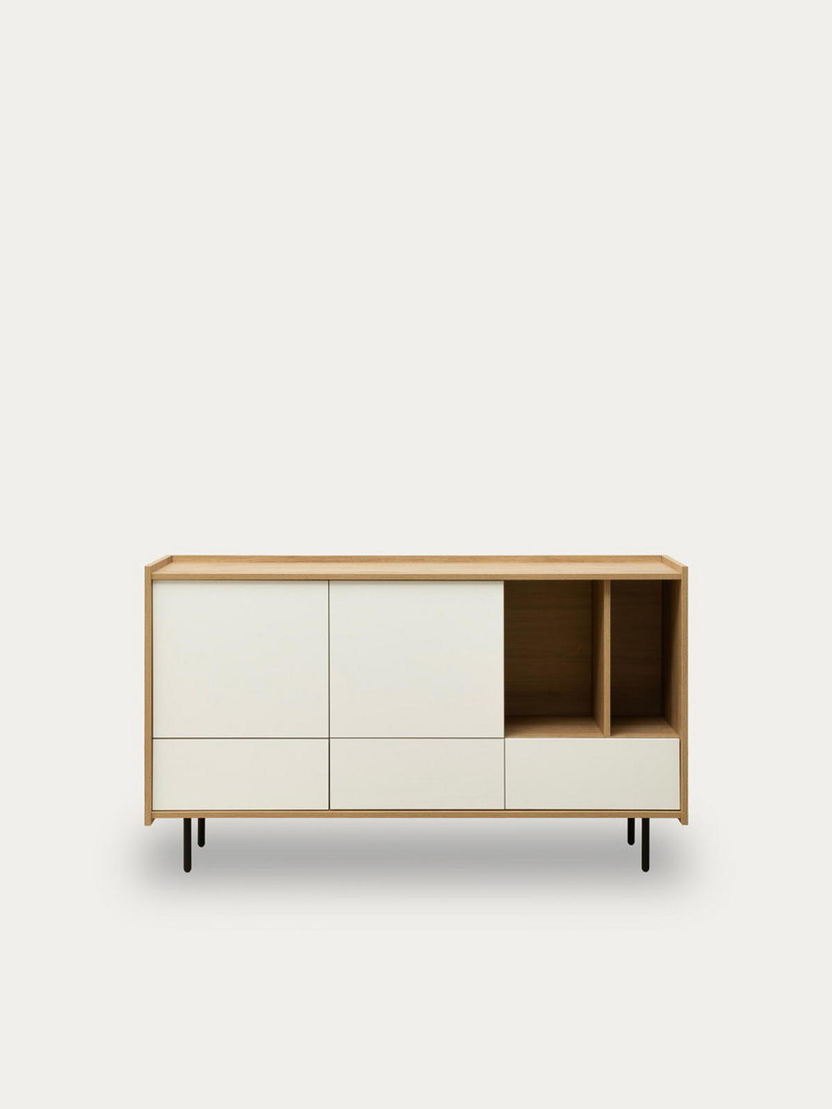 SIDEBOARD Nadine Natur - Weiß 139.5 cm x 80 cm - Braun, Holzwerkstoff (139/80/41cm) - Kenay Home