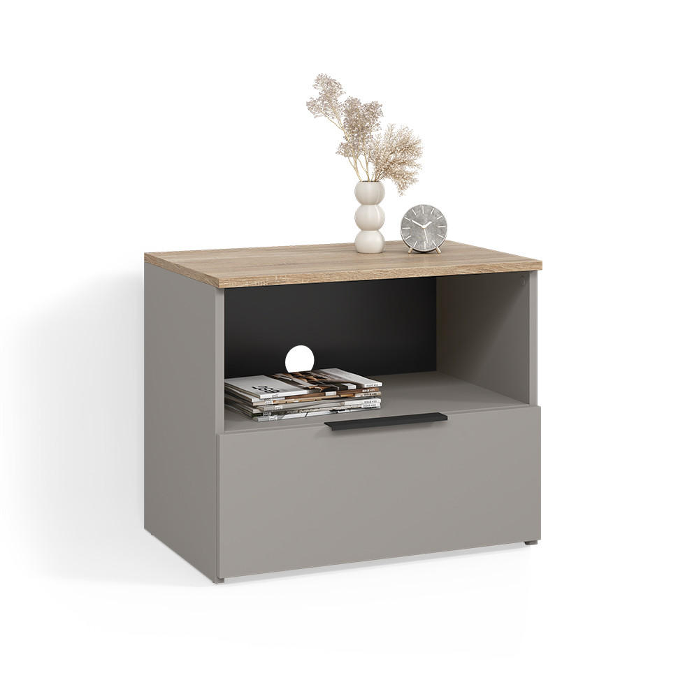 Livinity® NÍZKÝ NÁBYTEK POD TELEVIZI Piave Greige 60 x 50 cm se zásuvkou