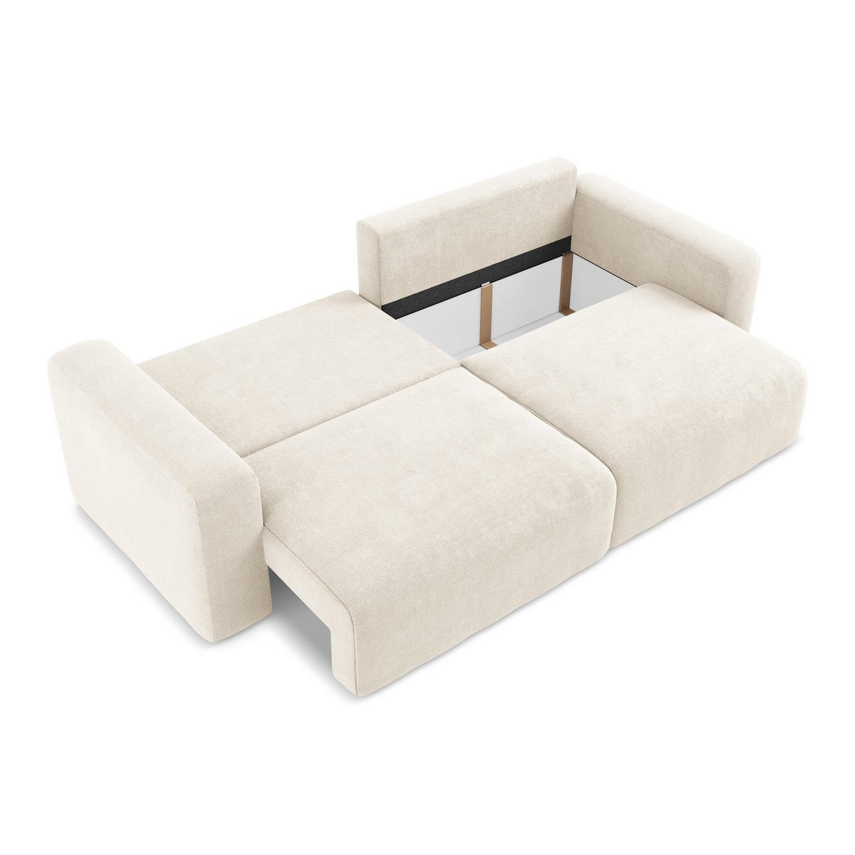 3-SITZER SOFA mit Schlaffunktion Chenille Stoff Beige - Beige/Creme, Kunststoff/Textil (244/79/102cm) - LaMiaSofa
