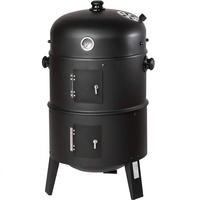 HOLZKOHLEGRILL Räucherfass Grill mit Thermometer BBQ - Schwarz, Metall (44.5/80cm) - Kaket