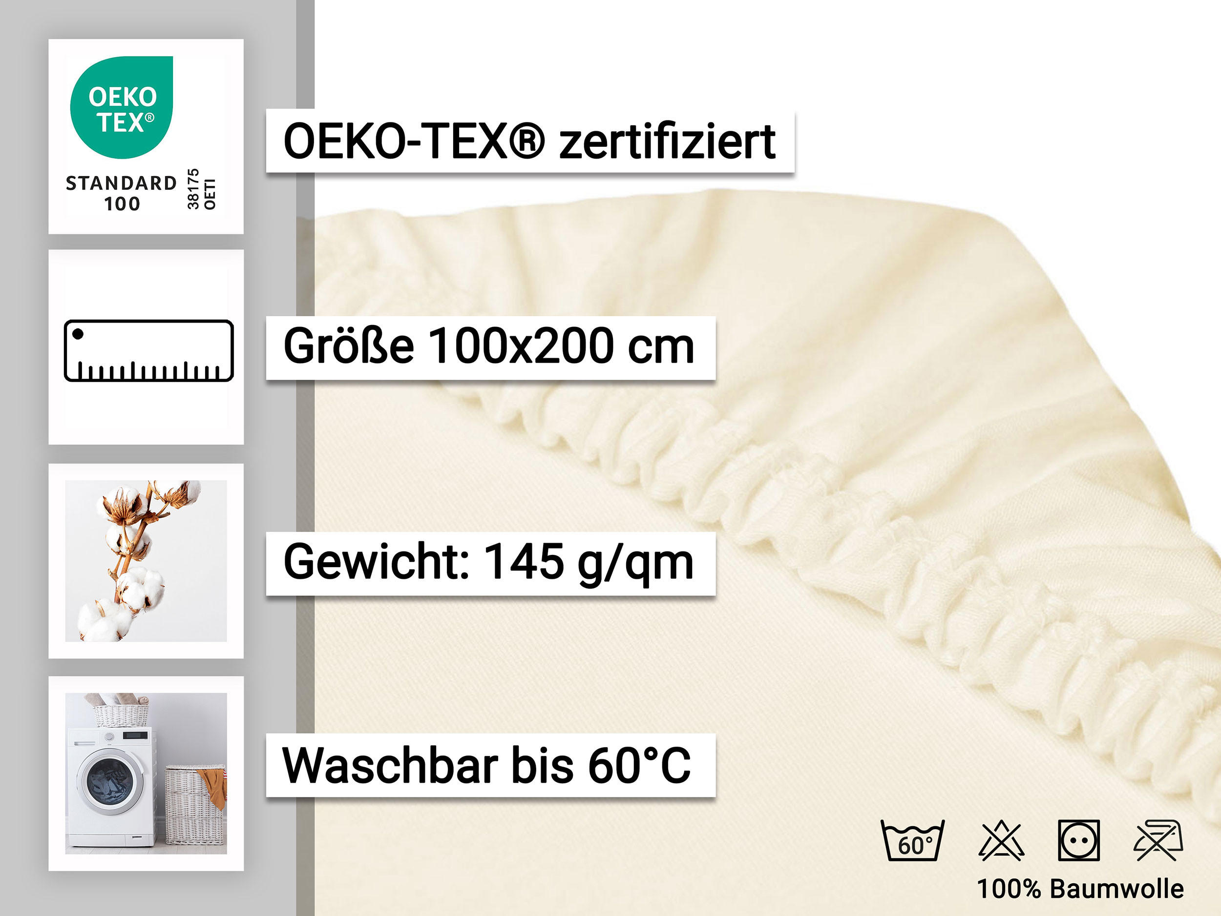 SPANNBETTLAKEN, 100x200 cm, 100% Baumwolle, Gelb - Goldfarben, Textil (100/200cm) - Zollner