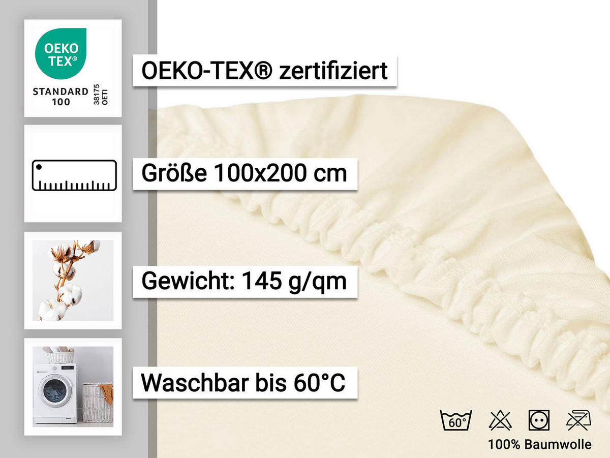 SPANNBETTLAKEN, 100x200 cm, 100% Baumwolle, Gelb - Goldfarben, Textil (100/200cm) - Zollner