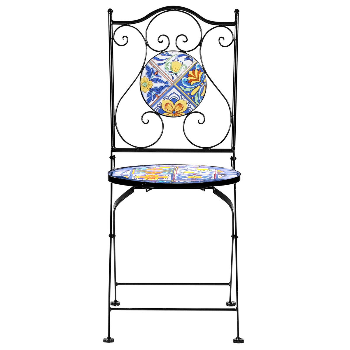 BISTRO-SET Schwarz Coriano - Blau/Schwarz, Metall - Beliani