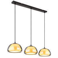 PENDELLEUCHTE JELLA, Metall, Schwarz, LED, 3-flammig - Schwarz, Glas (95/25/120cm) - Globo Lighting