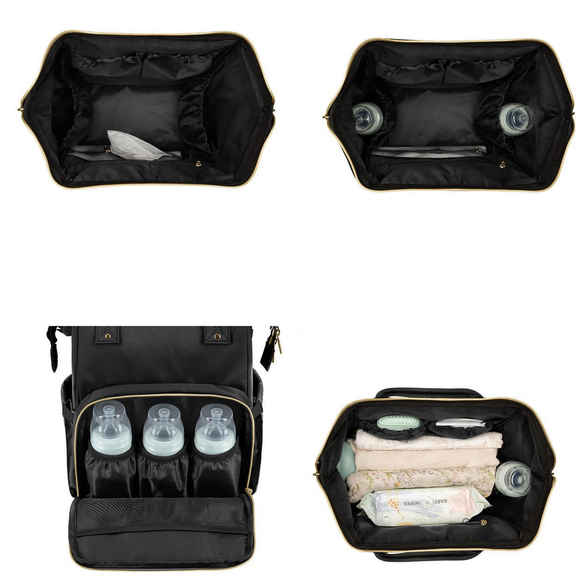 WICKELTASCHE Siena schwarz uni Wickelunterlage, Thermo-Flaschenfächer, wasserabweisende Tasche - Schwarz, Textil (21/42/27cm) - Kikka boo
