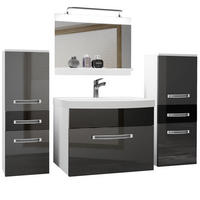 BADMÖBEL Badezimmer Silber Schwarz Glänzend - Silberfarben/Schwarz, Holz (140/81/40cm) - B BELINI GROUP