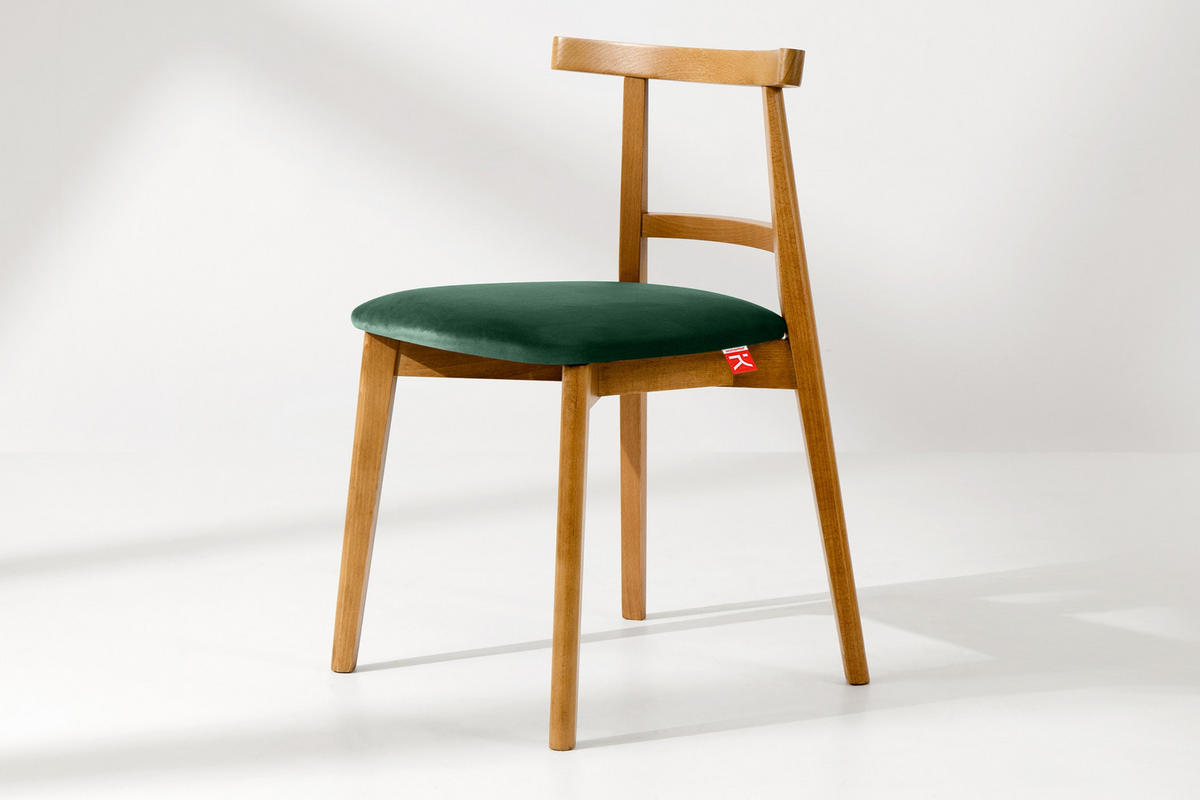 ESSTISCHSTÜHLE LILIO 2 St Vintage, Dunkelgrün / hell Eiche - Hellbraun/Dunkelgrün, Holz/Textil (47/76/45cm) - KONSIMO®