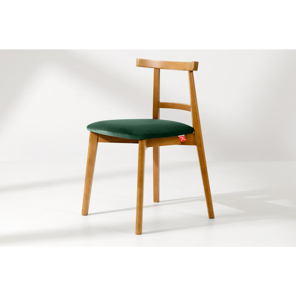 Thumbnail - Konsimo® Esstischstühle, Dunkelgrün, Eiche, Hellbraun, Holz, Textil, 47x76x45 cm, Hergestellt in Europa, Esszimmer, Stüh...